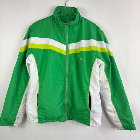 Aqua Marina womens Jacket L kelly green colorblock Y2K 90s Spain light Winter - Picture 1 of 16